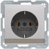 Berker Steckdose SCHUKO mit Beschriftungsfeld Q.1/Q.3 alu samt, lackiert