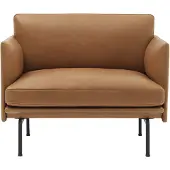 Muuto Outline Sessel Leder Gepolstert Cognac/Schwarze Basis