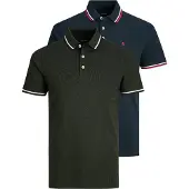 Jack & jones JACK&JONES Herren Poloshirts, 2er Pack - JJEPAULOS POLO 2PK, Kurzarm, einfarbig, Baumwolle