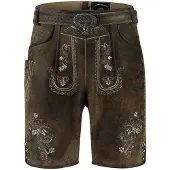 Haus Huberts Lederhose Herren kurz Vintage braun mit Gürtel, Groesse:64