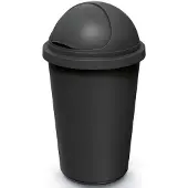 Monzana Mülleimer Küche 50L mit Schiebedeckel 100% Recycelter Kunststoff Abfalleimer Büro Müllsackhalterung Papierkorb Biomüll Gelber Sack Schwarz