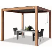 TOOLPORT PRIMEYARD Pergola 3x3 m Aluminium Pfosten in Holzoptik mit Lamellendach aus Aluminium