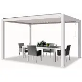 PRIMEYARD Pergola 3x4 m Aluminium Pfosten mit Lamellendach aus Aluminium weiße Terrassenüberdachung
