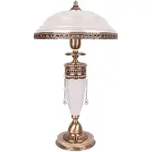 Casa Padrino Luxus Barock Tischleuchte Messing mit Patina / Weiß H. 53 cm