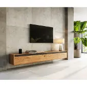 DELIFE Design-Lowboard Stonegrace 240 cm Akazie Natur Schiefer 4 Türen schwebend