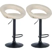 CLP 2er Set Barhocker Olinda Stoff drehbar und höhenverstellbar creme Gestell Farbe schwarz