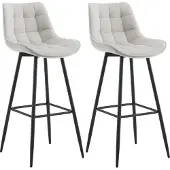 CLP 2er Set Barhocker Dartford | Farbe grau Material Samt