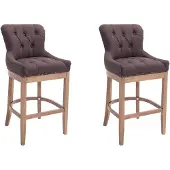 CLP 2er Set Barhocker Lakewood Stoff gepolstert braun Gestell Farbe antik-hell