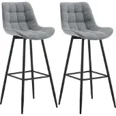 CLP 2er Set Barhocker Dartford | Farbe grau Material Stoff