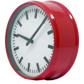 B&S Wanduhr Analog Metall rund Ø 23.5 cm rot weiß modern