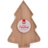 Eh Excellent Houseware Servierplatte aus Holz Weihachtsbaum XMAS