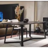 Casa Padrino Luxus Massivholz Esstisch Schwarz 220 cm - Esszimmer Möbel