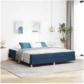 vidaXL Boxspringbett mit Matratze Blau 180 x 200 cm Stoff