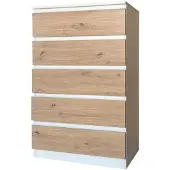 HTI Kommode mit 5 grifflosen Schubladen Thekla Weiß-Artisaneiche