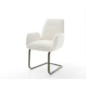DELIFE Freischwinger Zoa-Flex Bouclé Soft Beige Freischwinger flach Effektfinish Titan Taschenfederkern