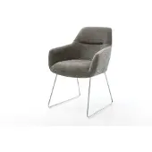 DELIFE Esszimmerstuhl Pejo-Flex Bouclé Soft Schlamm Kufengestell Edelstahl Taschenfederkern