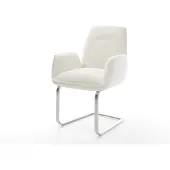 DELIFE Freischwinger Zoa-Flex Bouclé Soft Beige Freischwinger flach Edelstahl Taschenfederkern