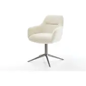 DELIFE Drehstuhl Pejo-Flex Teddystoff Beige Fußkreuz Graphit 360° drehbar Wippfunktion Taschenfederkern