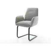 DELIFE Freischwinger Zoa-Flex Strukturstoff Soft Grau Freischwinger flach Schwarz Taschenfederkern
