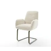 DELIFE Freischwinger Zoa-Flex Plüsch Creme-Weiß Freischwinger flach Effektfinish Titan Taschenfederkern
