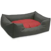 BedDog Hundebett MIMI, Hundesofa,Hundekissen,(L) ca. 80x65x18cm,RED-ROCK (grau/rot)
