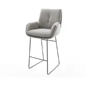 DELIFE Barstuhl Clea-Flex Strukturstoff Soft Grau Kufengestell Metall Taschenfederkern