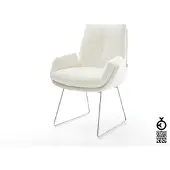 DELIFE Esszimmerstuhl Clea-Flex Bouclé Soft Beige Kufengestell Edelstahl