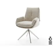 DELIFE Drehstuhl Clea-Flex Webstoff Soft Beige Kreuzgestell breit Edelstahl 360° drehbar Wippfunktion