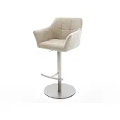 DELIFE Barstuhl Yulo-Flex Webstoff Soft Beige Drehfuß höhenverstellbar Edelstahl Silberfarben