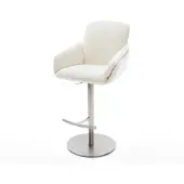 DELIFE Barstuhl Luan-Flex Bouclé Soft Beige Drehfuß höhenverstellbar Edelstahl Silberfarben