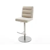 DELIFE Barstuhl Pela-Flex Webstoff Soft Beige Drehfuß höhenverstellbar Edelstahl Silberfarben