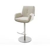 DELIFE Barstuhl Clea-Flex Webstoff Soft Beige Drehfuß höhenverstellbar Edelstahl Silberfarben