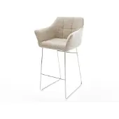 DELIFE Barstuhl Yulo-Flex Webstoff Soft Beige Kufengestell Edelstahl Silberfarben