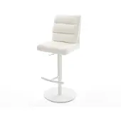 DELIFE Barstuhl Pela-Flex Bouclé Soft Beige Drehfuß höhenverstellbar Metall Weiß