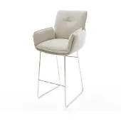 DELIFE Barstuhl Nela-Flex Webstoff Soft Beige Kufengestell Edelstahl Silberfarben