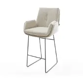 DELIFE Barstuhl Clea-Flex Webstoff Soft Beige Kufengestell Metall Schwarz