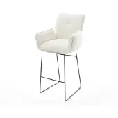 DELIFE Barstuhl Nela-Flex Bouclé Soft Beige Kufengestell Metall Schwarz