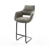 DELIFE Barstuhl Yago-Flex Bouclé Soft Schlamm Freischwinger Flach Metall Schwarz Taschenfederkern