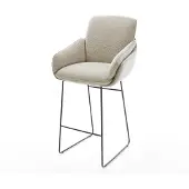 DELIFE Barstuhl Luan-Flex Webstoff Soft Beige Kufengestell Metall Schwarz