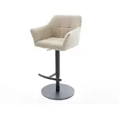 DELIFE Barstuhl Yulo-Flex Webstoff Soft Beige Drehfuß höhenverstellbar Metall Schwarz
