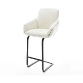 DELIFE Barstuhl Luan-Flex Bouclé Soft Beige Freischwinger Flach Metall Schwarz