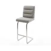 DELIFE Barstuhl Pela-Flex Strukturstoff Soft Grau Freischwinger Flach Edelstahl Silberfarben