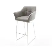 DELIFE Barstuhl Yulo-Flex Strukturstoff Soft Grau Kufengestell Edelstahl Silberfarben