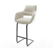 DELIFE Barstuhl Yago-Flex Webstoff Soft Beige Freischwinger Flach Metall Schwarz Taschenfederkern
