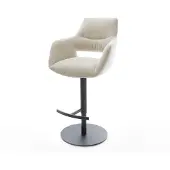 DELIFE Barstuhl Yago-Flex Webstoff Soft Beige Drehfuß höhenverstellbar Metall Schwarz Taschenfederkern