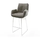 DELIFE Barstuhl Clea-Flex Bouclé Soft Schlamm Kufengestell Edelstahl Silberfarben