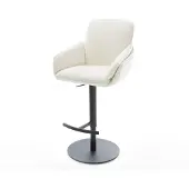 DELIFE Barstuhl Luan-Flex Bouclé Soft Beige Drehfuß höhenverstellbar Metall Schwarz