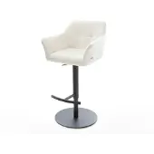 DELIFE Barstuhl Yulo-Flex Bouclé Soft Beige Drehfuß höhenverstellbar Metall Schwarz
