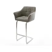 DELIFE Barstuhl Yulo-Flex Bouclé Soft Schlamm Freischwinger Flach Edelstahl Silberfarben