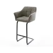 DELIFE Barstuhl Yulo-Flex Bouclé Soft Schlamm Freischwinger Flach Metall Schwarz